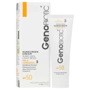 کرم ضد آفتاب پوست های چرب SPF50 سانو ژن (بژ روشن)