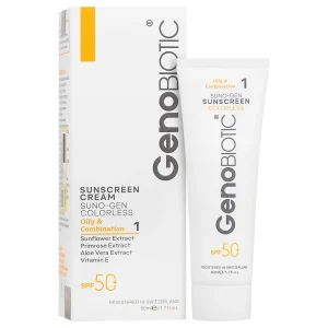 کرم ضد آفتاب پوست های چرب SPF50 سانو ژن (بی رنگ)